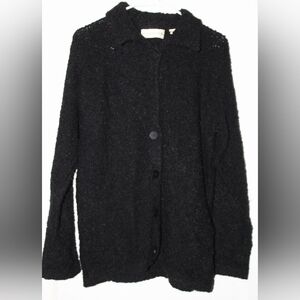 Marisa Christina Black Sherpa Cardigan Size M